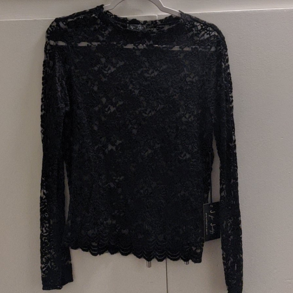 Black lace long sleeve shirt